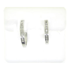 10kt White Gold Womens Round Diamond Hoop Earrings 1/8 Cttw
