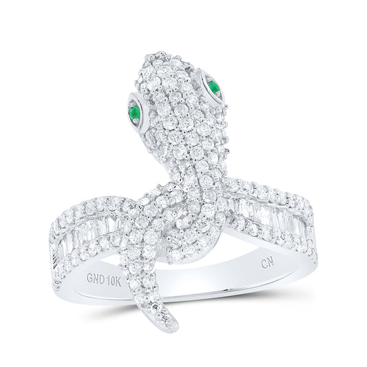 1 CTW-DIA CN 0.01CT RD-EM NAT GEM SNAKE LADIES RING