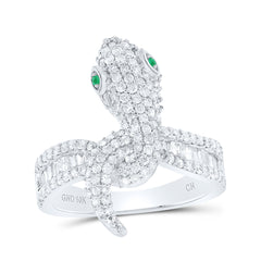 1 CTW-DIA CN 0.01CT RD-EM NAT GEM SNAKE LADIES RING
