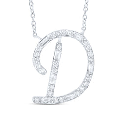 1/5CTW-NAT DIA CN INITIAL "D" FASHION BAGUETTE NECKLACE (18 INCH)