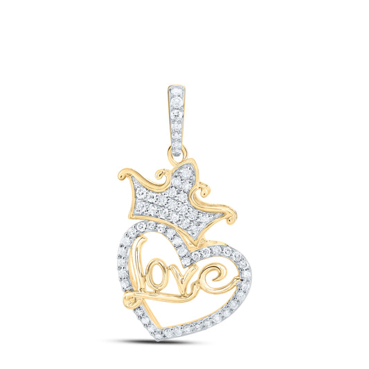 1/2CTW-NAT DIA NK FASHION CROWN "LOVE" HEART LADIES PENDANT
