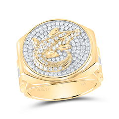 1CTW-DIA AM CROCODILE MENS RING