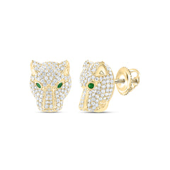 2 3/8CTW-DIA CN 0.19CT-EM-RD LADIES LEOPARD EARRING