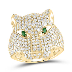 3CTW-DIA ANA M 0.12CT-EM-RD LADIES LEOPARD RING