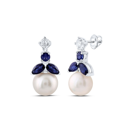 1/10CTW-DIA ANA M 1/2CTW-BS, 6MM-PEARL NAT GEM EARRING