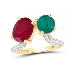 1/3CTW-DIA CN 10X8MM OV-RU,7MM RD-EM SYNTHETIC RING