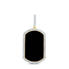 3/4CTW-DIA NK RECTANGLE ONYX-BLACK DOG TAG MEN'S CHARM