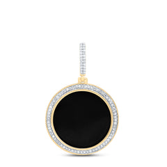 1/2CTW-DIA NK 22.5MM RD-ONYX-BLACK DOG TAG MEN'S CHARM