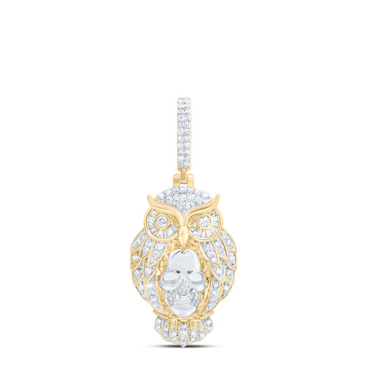 1/2CTW-DIA NK OWL SKULL MENS CHARM