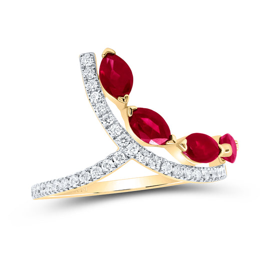 1/4CTW-DIA ANA M 1CTW-MQ-RU NAT GEM FASHION RING