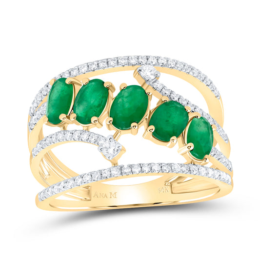 1/3CTW-DIA ANA M 1 1/2CTW-OV-EM NAT GEM FASHION RING