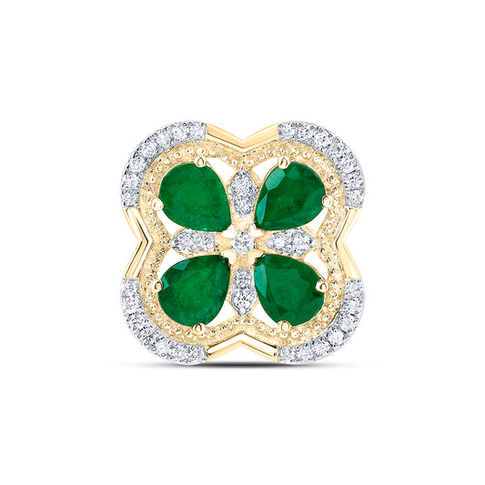 1/5CTW-DIA ANA M 1 1/4CTW-PS-EM NAT GEM CLOVER PENDANT