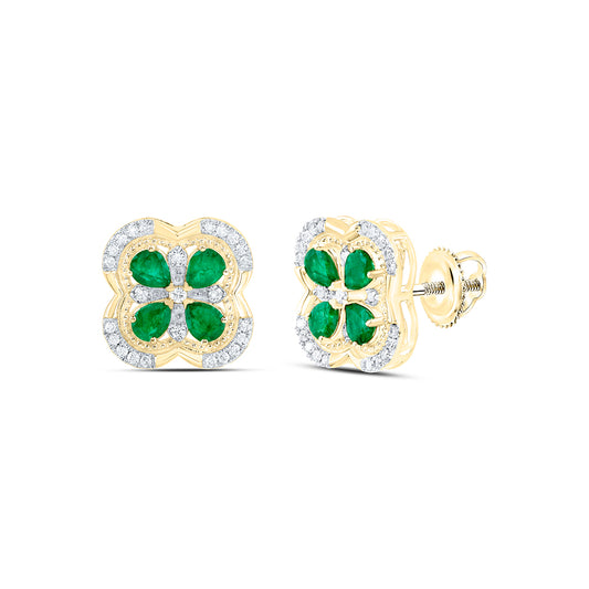 1/4CTW-DIA ANA M 3/4CTW-PS-EM NAT GEM CLOVER EARRING