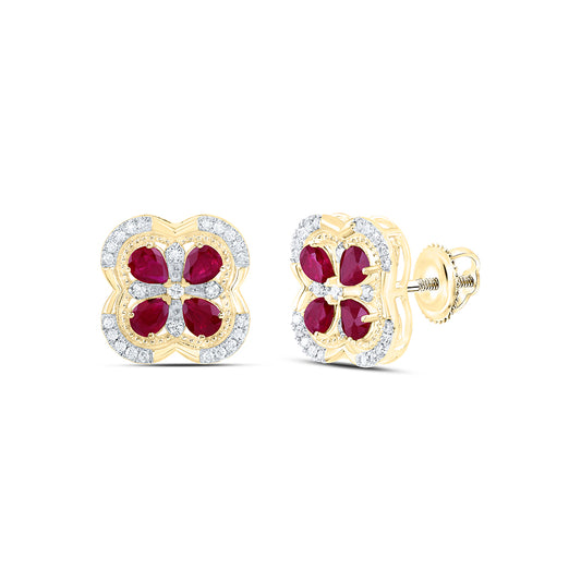 1/4CTW-DIA ANA M 1CTW-PS-RU NAT GEM CLOVER EARRING