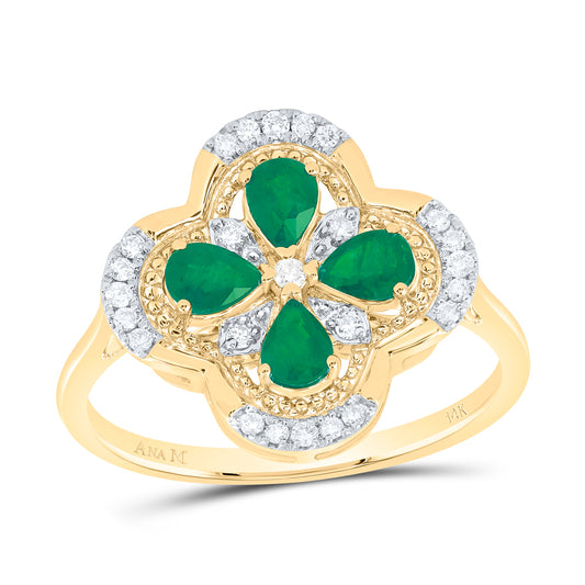 1/6CTW-DIA ANA M 5/8CTW-PS-EM NAT GEM CLOVER RING