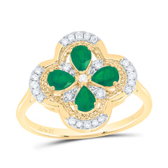 1/6CTW-DIA ANA M 5/8CTW-PS-EM NAT GEM CLOVER RING