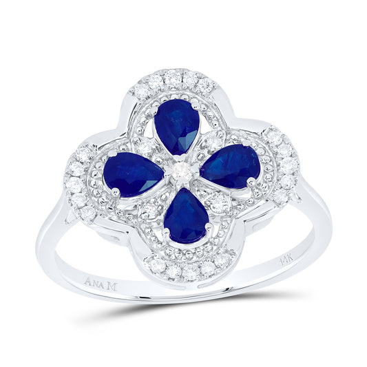 1/6CTW-DIA ANA M 3/4CTW-PS-BS NAT GEM CLOVER RING