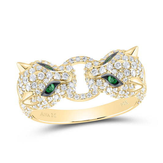 1CTW-DIA ANA M 0.06CTW EM-RD NAT GEM LADIES LEOPARD RING
