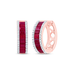 1/3CTW-DIA ANA M 2CTW RUBY-BAGUETTE NAT GEM HOOP EARRING