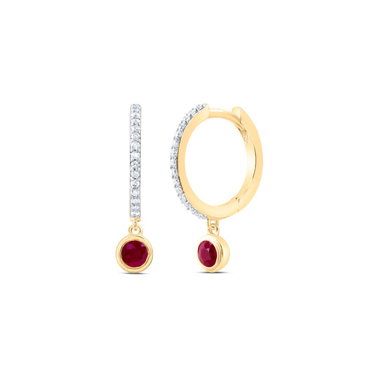 1/8CTW-DIA ANA M 3MM RD-RU, NAT GEM DANGLING EARRING