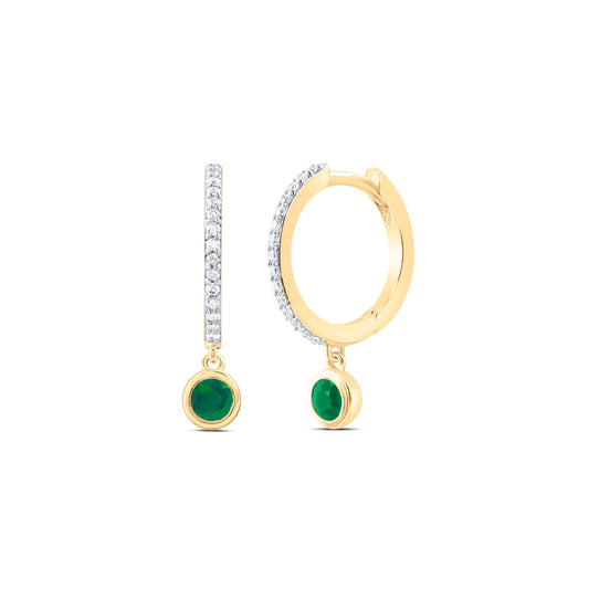 1/8CTW-DIA ANA M 3MM RD-EM, NAT GEM DANGLING EARRING