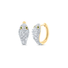 1 1/2CTW-DIA ANA M 5/8CTW-CMQ,0.02CTW RD-EM NAT GEM SNAKE HOOP EARRING
