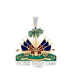 1 1/3CTW DIA HAITIAN COAT OF ARMS LOGO PENDANT