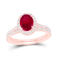 1/2CTW-NAT DIA ANA M 8X6MM OV-RU NAT SINGLE HALO GEM BRIDAL SET