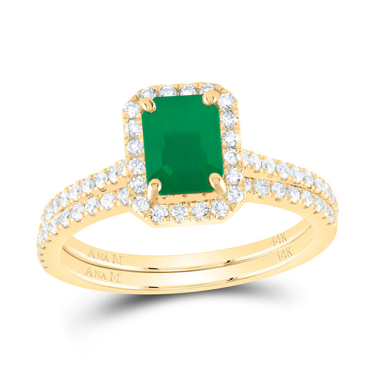 1/2CTW-NAT DIA ANA M 7X5MM EM-EM NAT GEM BRIDAL SET