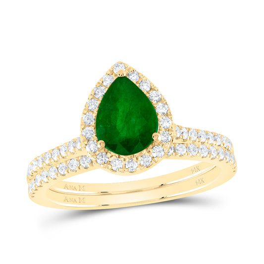 1/2CTW-NAT DIA ANA M 8X6MM PS-EM NAT GEM BRIDAL SET