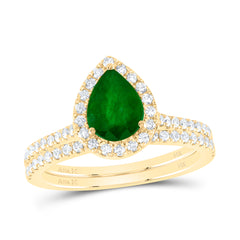 1/2CTW-NAT DIA ANA M 8X6MM PS-EM NAT GEM BRIDAL SET