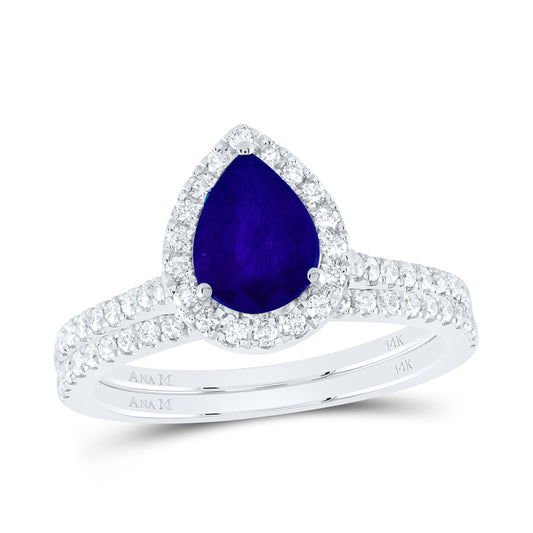 1/2CTW-NAT DIA ANA M 8X6MM PS-BS NAT GEM BRIDAL SET