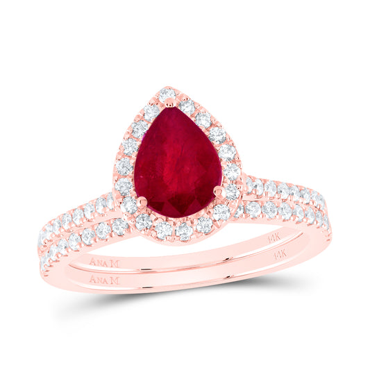 1/2CTW-DIA ANA M 8X6MM PS-RU NAT GEM BRIDAL SET