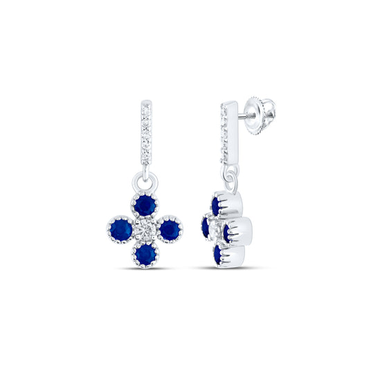 1/8CTW-DIA ANA M 3/8CTW RD-BS NAT GEM CLOVER DANGLING EARRING