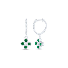 1/5CTW-DIA ANA M 3/8CTW RD-EM NAT GEM CLOVER DANGLING EARRING