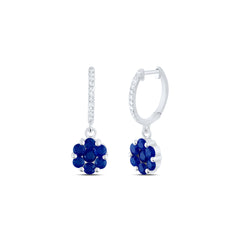 1/10CTW-DIA ANA M 1 1/2CTW RD-BS NAT GEM FLOWER DANGLING EARRING