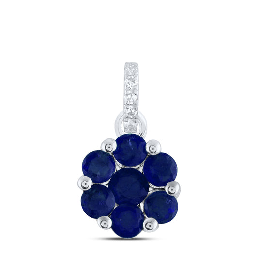 0.02CTW-DIA ANA M 1/2CTW RD-BS NAT GEM FLOWER PENDANT