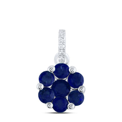 0.02CTW-DIA ANA M 1/2CTW RD-BS NAT GEM FLOWER PENDANT