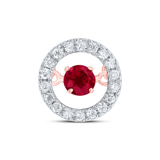 1/10CTW-DIA CN 3MM RD-RU NAT GEM DANCING PENDANT