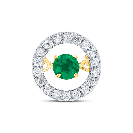 1/10CTW-DIA CN 3MM RD-EM NAT GEM DANCING PENDANT