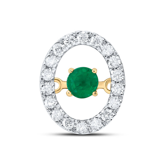 1/8CTW-DIA CN 3MM RD-EM NAT GEM DANCING PENDANT