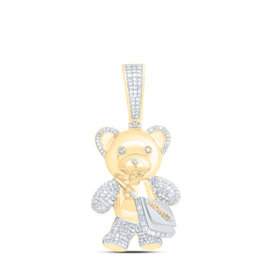 1CTW-DIA NK MONEY BAG TEDDY BEAR MENS CHARM