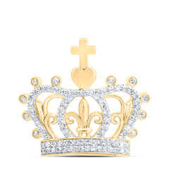 3/8CTW-DIA NK CROSS CROWN MENS CHARM