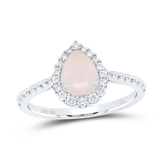 1/5CTW-DIA CN 8X6MM-PEAR-OPAL NAT GEM RING