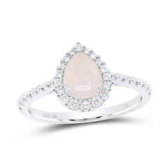 1/5CTW-DIA CN 8X6MM-PEAR-OPAL NAT GEM RING