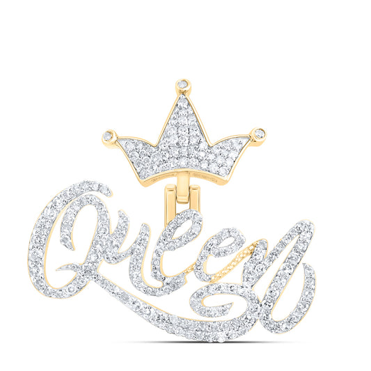 3/4CTW-DIA NK FASHION "QUEEN" CROWN MENS CHARM