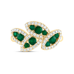 1/3CTW-DIA ANA M 3/4CTW RD-EM NAT GEM RING