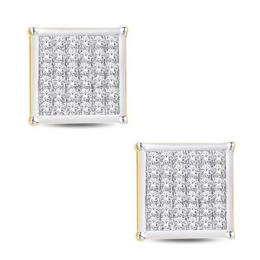 10 Karat Yellow Gold 0.05 Carat Diamonds Square Earrings-0124101-YG