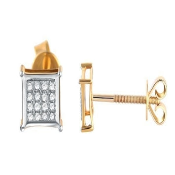 10 Karat Yellow Gold 0.15 Carat Diamonds Square Earrings-0124103-YG