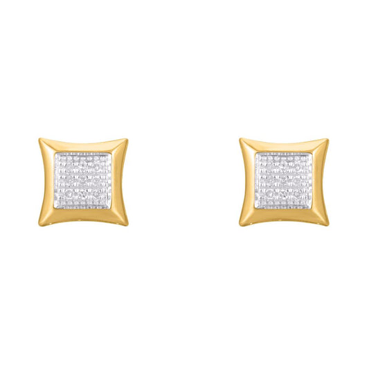 10 Karat Yellow Gold 0.05 Carat Diamonds Square Earrings-0124201-YG